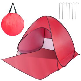 Pop Up Beach Tent Shelter - Anti-UV Automatic Waterproof Canopy for 2/3 Man w/ Net Window Storage Bag (Option: PopUpBeachTentRed)