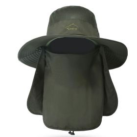 Fishing Bucket Hat, Wide Brim Breathable Unisex Sunlight-proof Removable Neck Face (Option: FishingBucketHatAGreen)