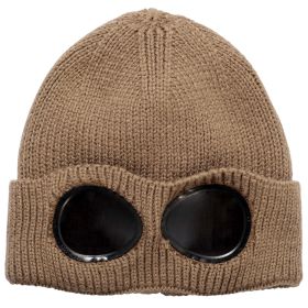 Unisex Knit Beanie Hat with Goggle (Option: BeanieHatKhaki)